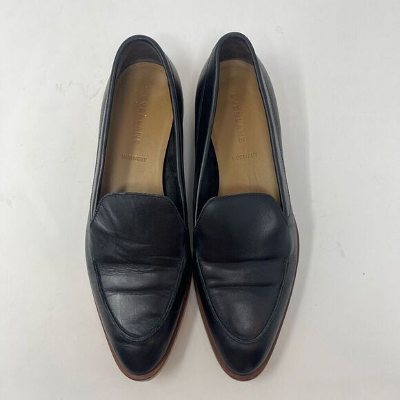 Everlane Black Leather Slip On Pointed Toe Low Heel The Modern Loafers Size 9 - Picture 1 of 7
